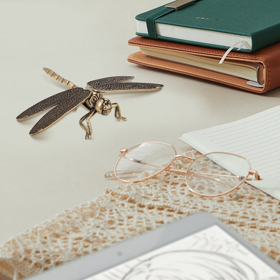 WHAMVOX  Figure Dragonfly Figurines Ornaments Home Decoration Pure Copper Antique Toys