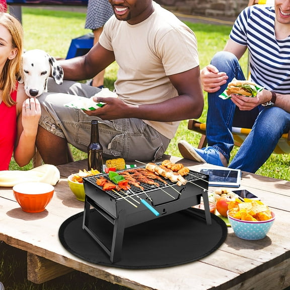 WHAMVOX Fire Pit Mat Circular Grill Mat Fireplace Mat Outdoor Grill Deck Protector Mat Floor Protective Mat Outdoor Cooking Supply 14''