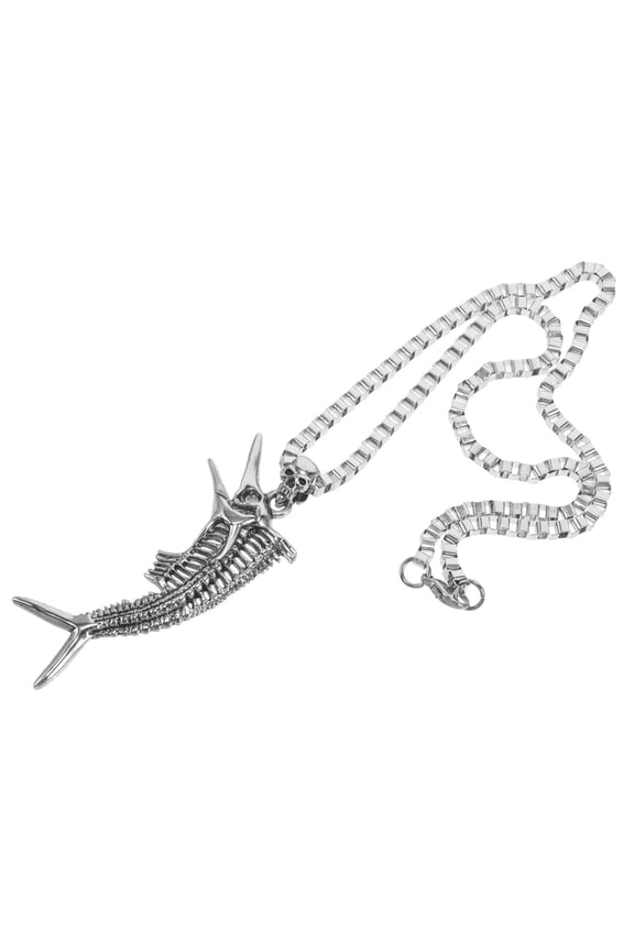 Punk Style Fish Bone Necklace Men Durable Fade-Resistant Elegant Design