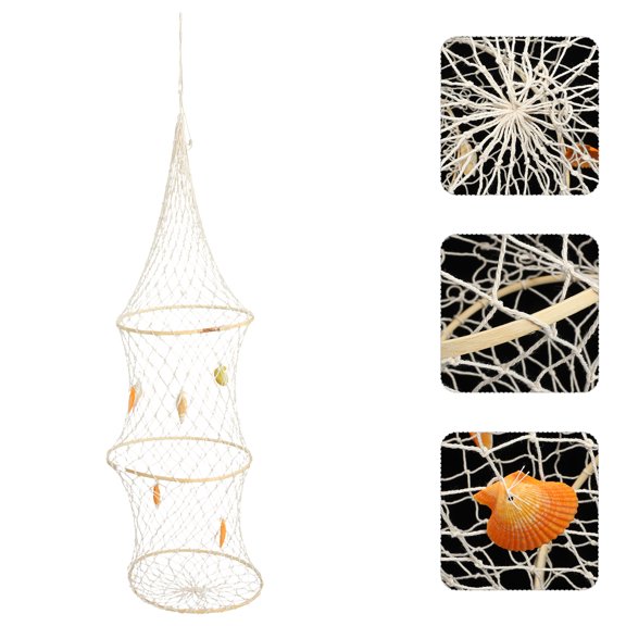 WHAMVOX Fish Net Wall Decor Nautical Mediterranean Style Fishing Net Wall Background Photo Prop