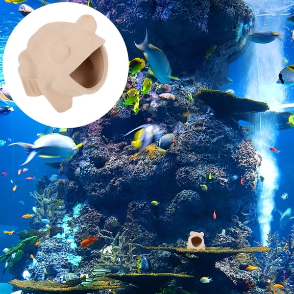 WHAMVOX  Fish Tank Hideout Shrimp Cave Aquarium Tunnel  Frog Small Beige