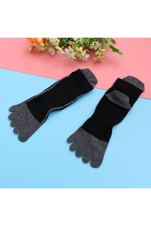 Five Finger Toe Socks Cotton Black for Outdoor Activity 1 Pair