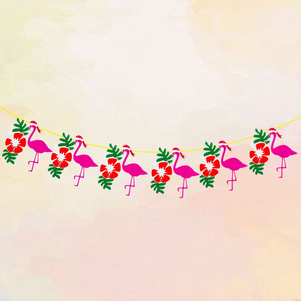WHAMVOX Flamingo Christmas Banner Multi Color Paper Party Decoration Supplies for Indoor Outdoor Use 70 Inches