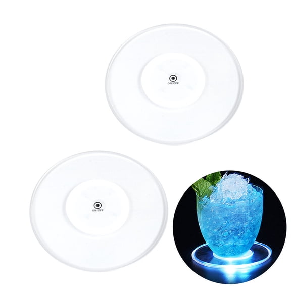 WHAMVOX Flashing Coaster with LED Light for Cups Transparent Acrylic and Attractive Easy to Install Battery Powered 2pcs