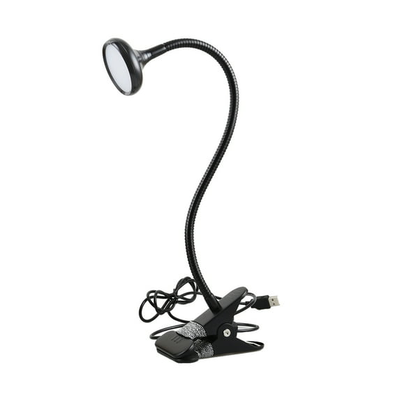WHAMVOX Flexible LED Bedside Reading Lamp with Metal Clip and 3 Brightness Levels for Desk Use Black Charging Style 9.5 Inches