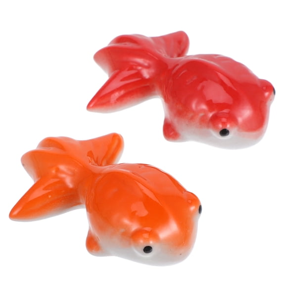 WHAMVOX Floating Ceramic Goldfish Ornaments for Pond Decoration Set of 2 Red Color Home and