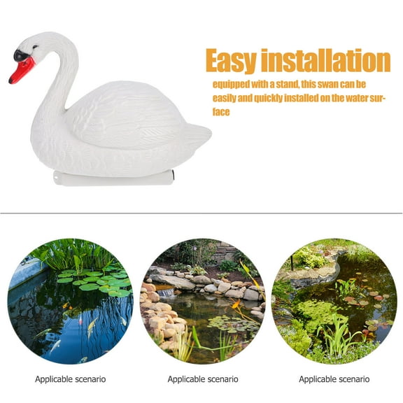 WHAMVOX Floating Swan Statue Simulation Realistic Swan Garden Swan Statue Pond Goose Decors Swan Decoys Pond Birds Deterrent Decors For Garden Pond