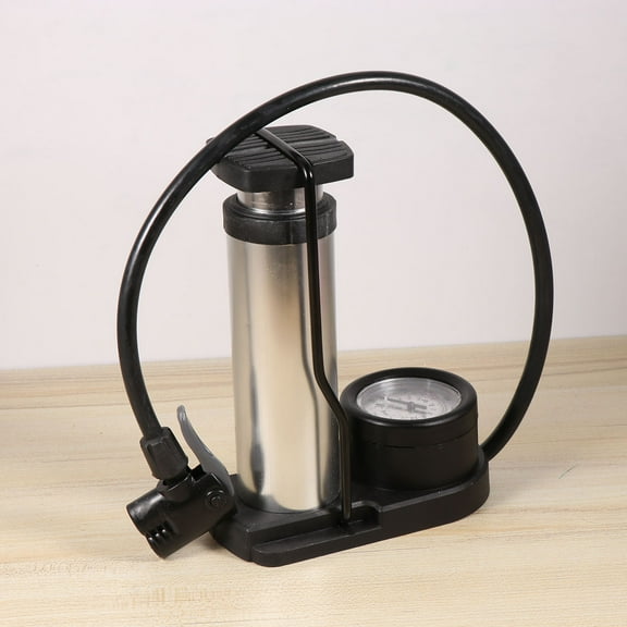 WHAMVOX  Floor Foot Pump Bike Portable Air with Pressure Gauge Silver