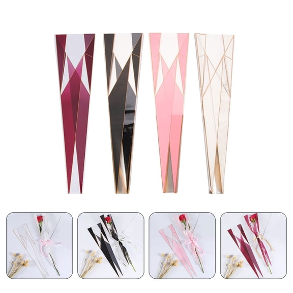 WHAMVOX Florist Gift Bags for Wrapping Roses and Flowers Lightweight Plastic Assorted Color 200pcs