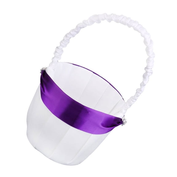 WHAMVOX Flower Basket Girl Baskets with Satin Ribbon Bow and Rhinestone Accents, Ideal for Giving and Special Occasions