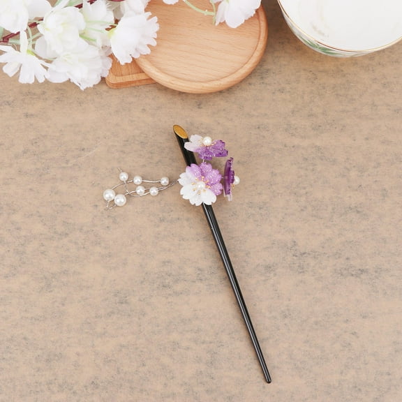 WHAMVOX Flower Design Hair Chopstick Chinese Style Tassel Hair Stick Hairpin for Lady Women (Purple)