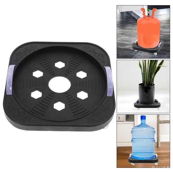 SEWCHICS Flowerpot Stand With Wheels Planter Stand Black PP 1Set