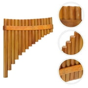 SEWCHICS Chinese Musical Instrument Pan Flute Bamboo Wood Color 1 Set 10.4X9.1X1.1In