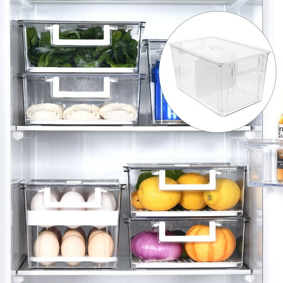 WHAMVOX  Fridge Organizer Clear Bins Crisper Food Preservation Box Freezer Container