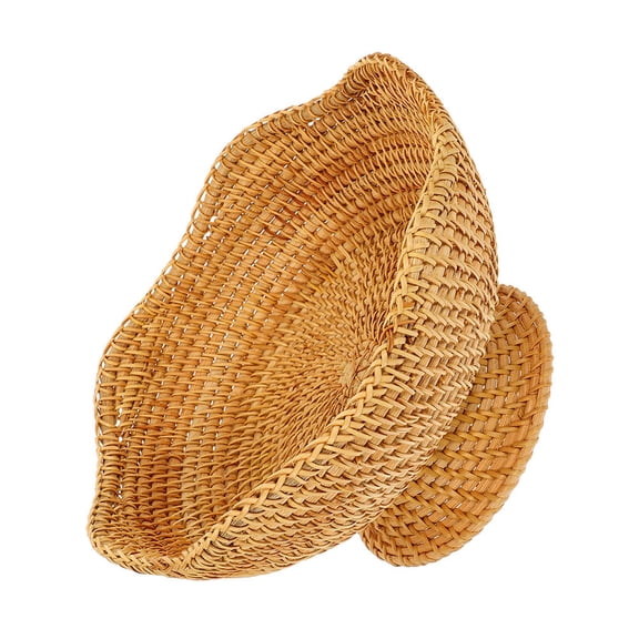 WHAMVOX Fruit Plate Rattan Woven High-Foot Basket For Bread Fruits Vegetable Snacks Nuts And Candy For Home And Kitchen Outdoor Storage
