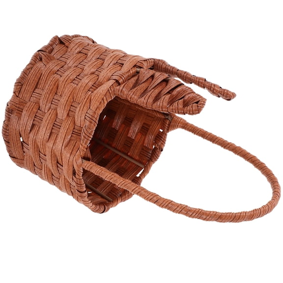 WHAMVOX  Fruit Storage Basket Flower with Handle Rattan Bunny Cute Wicker