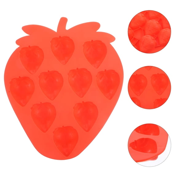 WHAMVOX Fruit Strawberry Shape Ice Tray Mould Cube Freeze Mold Jelly Maker Party Mold (Random Color)