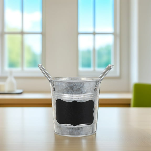 HOOWIFFY Decorative Flowers Bucket Black Metal Flower Bucket 1Pack