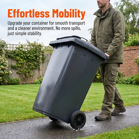 WHAMVOX Garbage Can Replacement Wheel Black Heavy Duty Rubber Outdoor Trash Bin Accessory