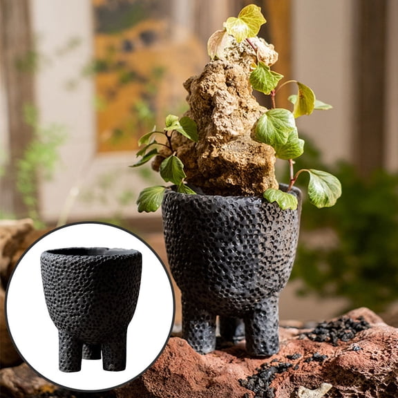 WHAMVOX Garden Cement Flower Pot Office Decoration Tripod Design