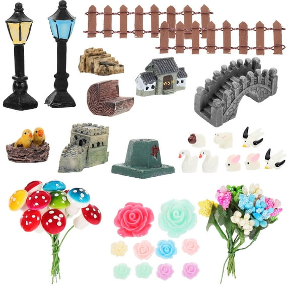 SEWCHICS Micro Landscape Garden Ornaments Kit Foam Assorted Color Miniature Landscaping 1 Set