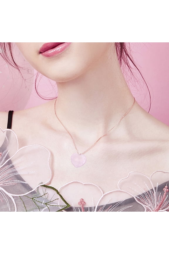 WHAMVOX  Gems Rose Quartz Keychain Heart-shaped Crystal Ornament Miss