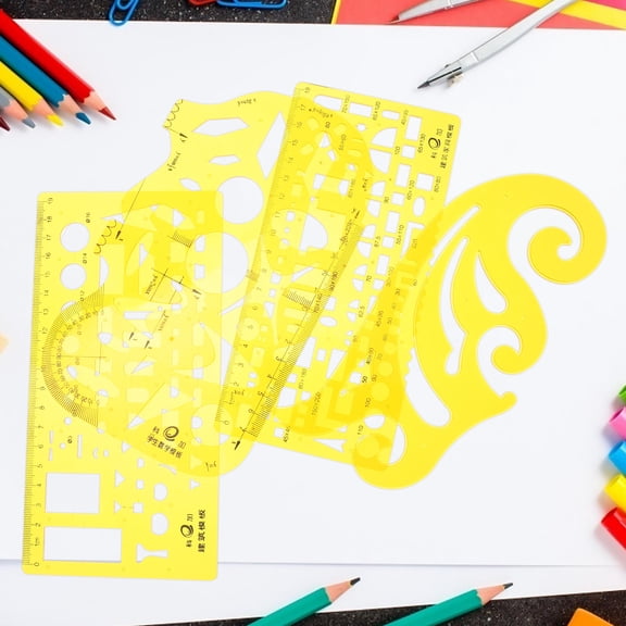 WHAMVOX Geometric Painting Templates for Drawing with Durable Plastic Orange Set of 4 Pieces