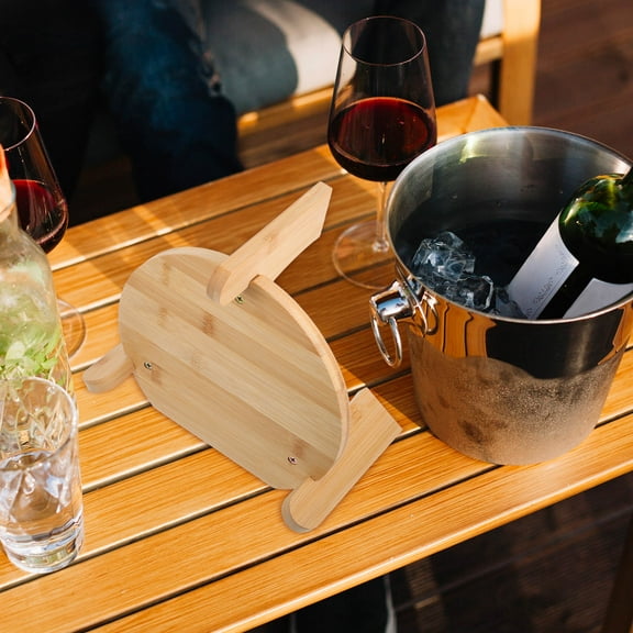 WHAMVOX Glass Beverage Dispenser Stand Bamboo Rack For Drink Dispenser Non-Slip Base Holder Party Wine Barrel Storage Pedestal Stable Holder