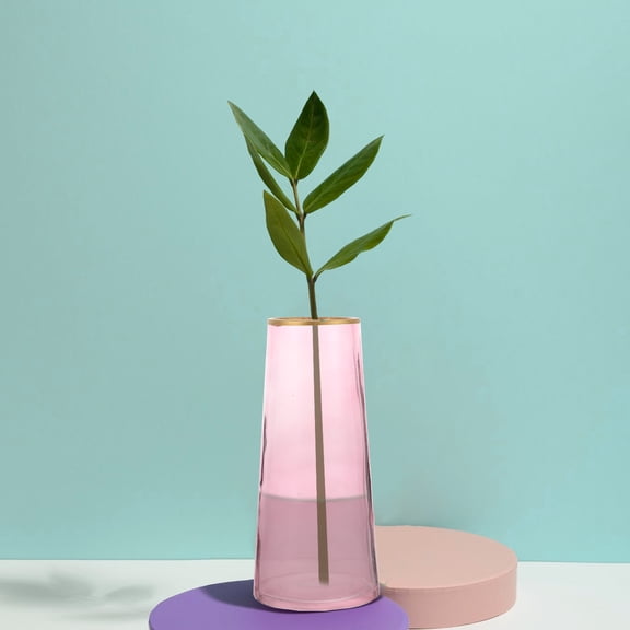 WHAMVOX  Glass Flower Bottle Dining Room Table Decor Vase for Flowers Bouquet Home Office Pink