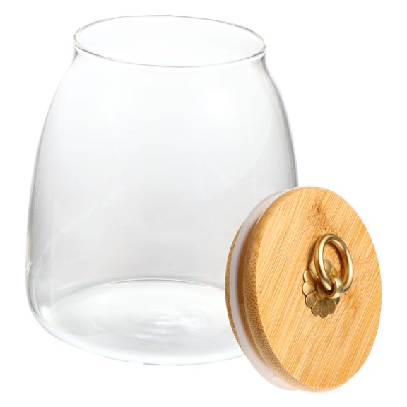 WHAMVOX Glass Food Storage Jar with Sealed Cover for Coffee Tea and Dried Fruits Transparent 900ML
