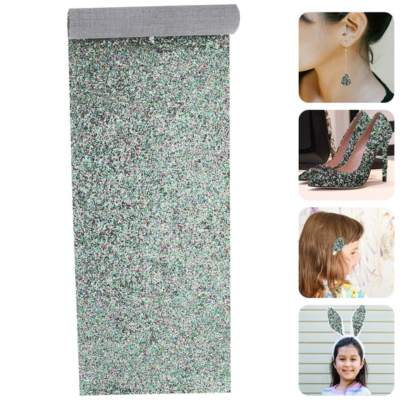 WHAMVOX Glitter PU Sheet for Earrings and Hair Accessories Making Silver 1 Sheet