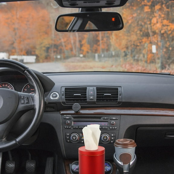 WHAMVOX Gold Round Tissue Boxes Car Tissues Cylinder Red Tube Travel
