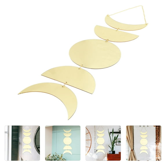 WHAMVOX Golden Acrylic Moon Phase Hanging Mirror for Home Decoration with Creative Design 6.3 Inches