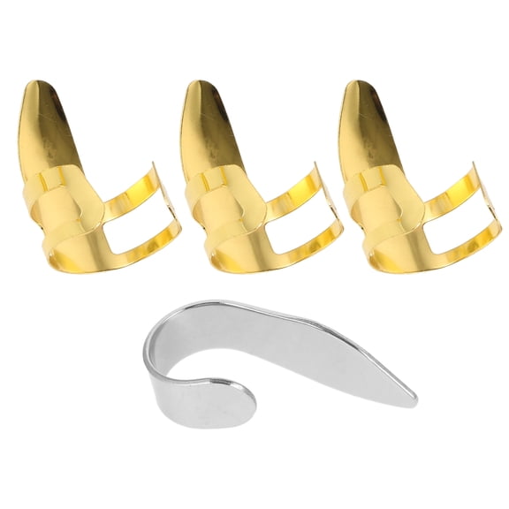 WHAMVOX Golden Adjustable Metal Finger Picks Set for Guitar and Banjo with Comfortable No Burr Design Fits Most Sizes
