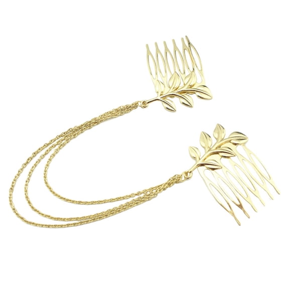 WHAMVOX Golden Alloy Leaf Hairpin Comb for Styling Elegant Hairstyles with Durable Polish 4.5 Inches