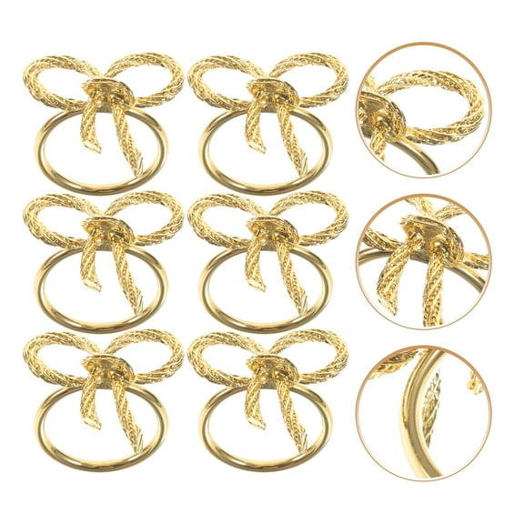 SEWCHICS Holiday Napkin Ring Golden 6Pcs For New Year And Thanksgiving