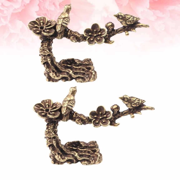 WHAMVOX Golden Brass Cuckoo Ornament Creative Desktop Decoration for Home and Office with Fine Workmanship 2pcs