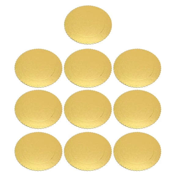 ROMANSENTIAL Round Golden Cake Base Pads, Baking Boards for Cakes,