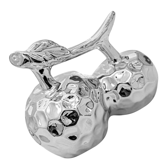 SEWCHICS Decorative Fruit Prop Ceramic Cherry Statue Silver 1Pcs Tabletops Shelves