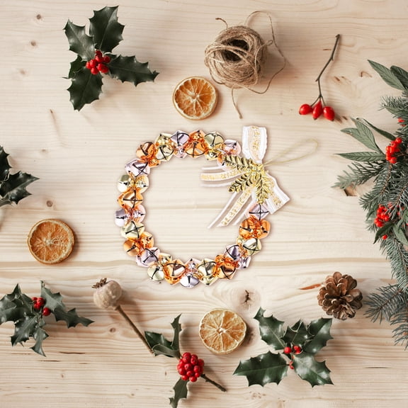 WHAMVOX 24in Golden Christmas Bell Wreath Decoration with Iron Material for Doors, Walls, Stairs Holiday Home Decor