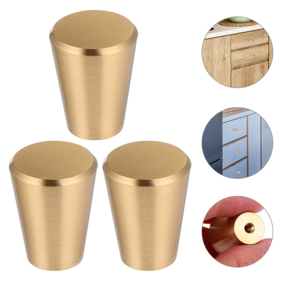 WHAMVOX Golden Copper Drawer Pulls Easy to Install for Home Use Cabinet Knobs Modern Furniture Handles 3 pcs