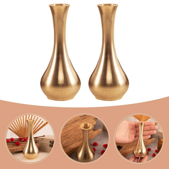 WHAMVOX Golden Copper Flower Vase for Elegant Home Decoration with Modern Style Design 4.5 Inches Tall