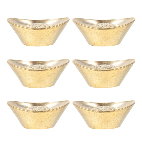 WHAMVOX Golden Copper Ingot Decor Accessories for Desk Decor 6 Pieces Small Size