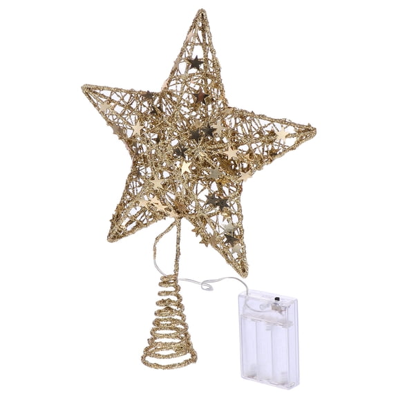 WHAMVOX Golden Fivepointed Star Christmas Tree Prop Hollow Decor for Festive Home Decor Iron 8.66x8.66x5.91in
