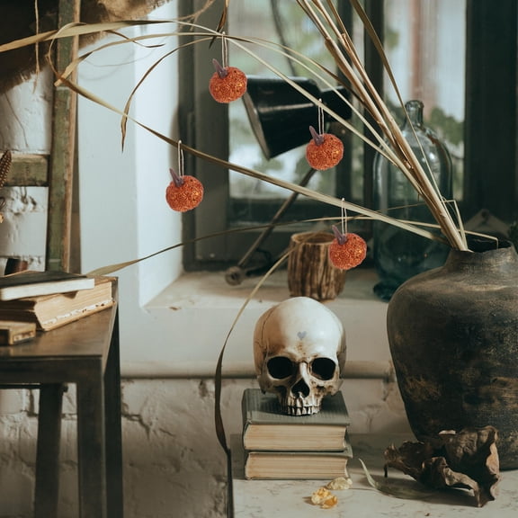 WHAMVOX Golden Glitter Foam Pumpkins for Decoration Lifelike Design Easy to Hang 12pcs Mini Pumpkins 3.5