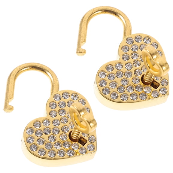 WHAMVOX Golden Heart Shaped Padlock with Keys for Couples Wishing Lock Decorative Use Alloy 2Pcs