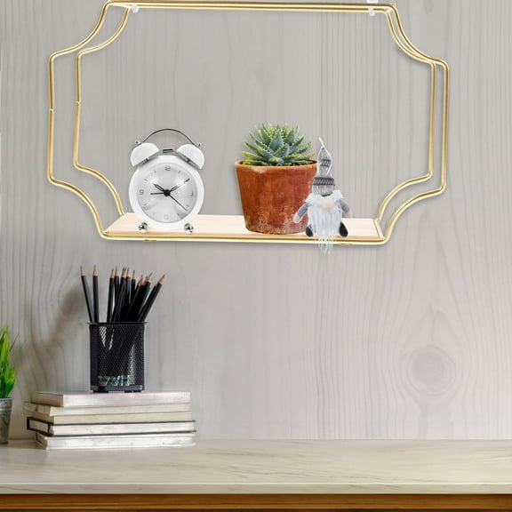 WHAMVOX Golden Iron Art Wood WallMounted Storage Shelf for Home Decorative Organization and Sundry Storage 30.0 Inch