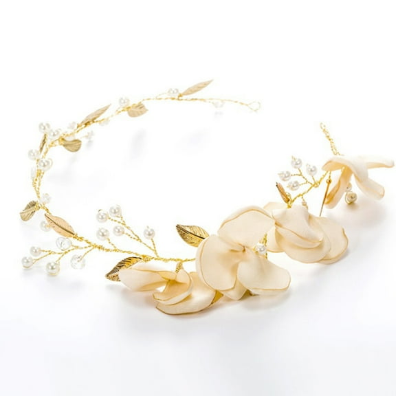 WHAMVOX Golden Leaf Hair Chain Headbands Bridal Accessories Girl Child Bride