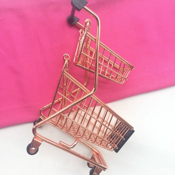 WHAMVOX Golden Mini Shopping Cart for Desk Decor with Iron Material and Small Size Perfect for Organizing