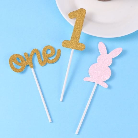 HOOWIFFY Cartoon Cake Toppers Pink Paper 9Pcs Cake Decoration Baby Shower